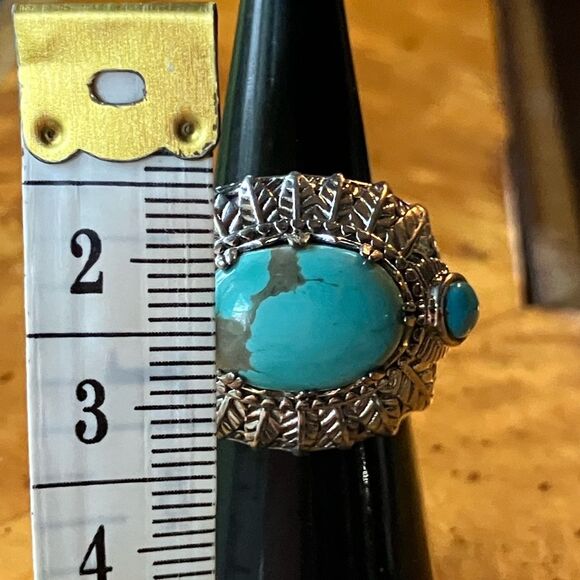 Sierra Nevada Sleeping Beauty Turquoise Sterling Silver Cocktail Ring Size 6 - Picture 6 of 8